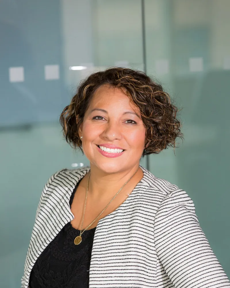 A real-estate broker in her office